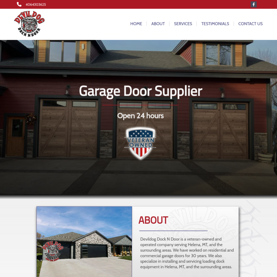 Screenshot of the Devildog Dock N Door website