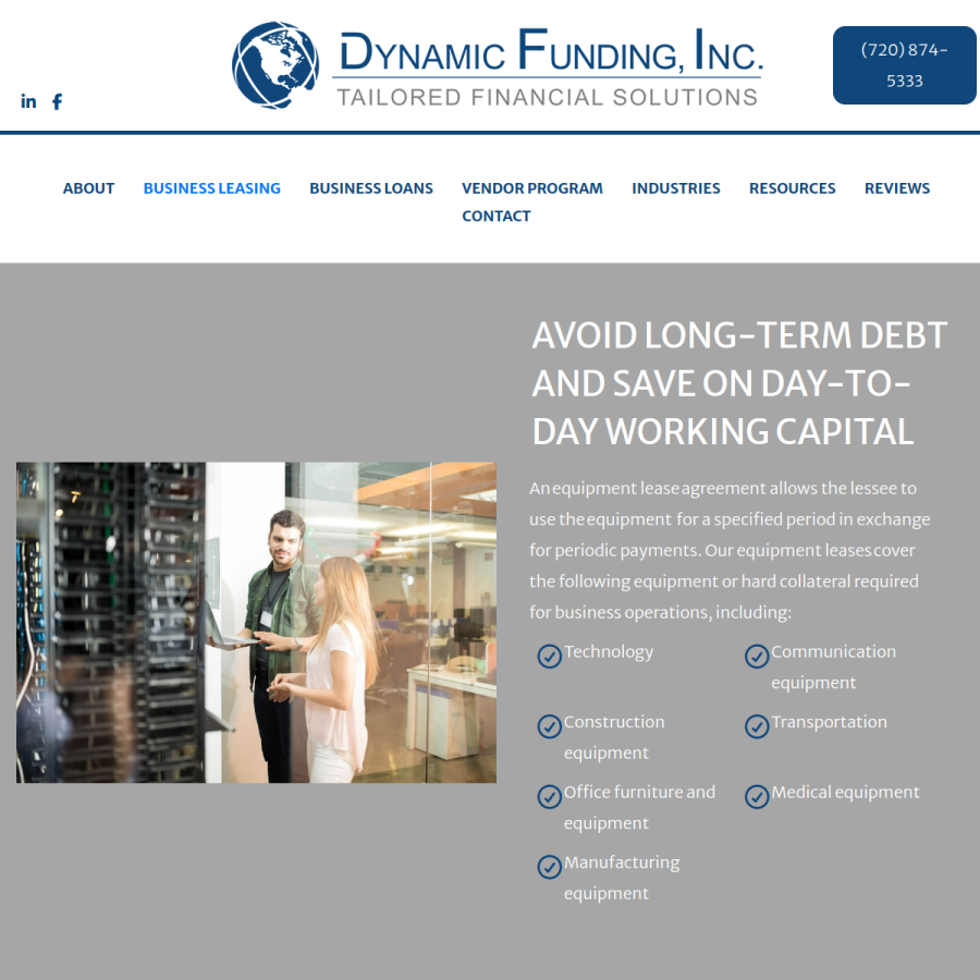 Screenshot of the Dynamic Funding, Inc. website