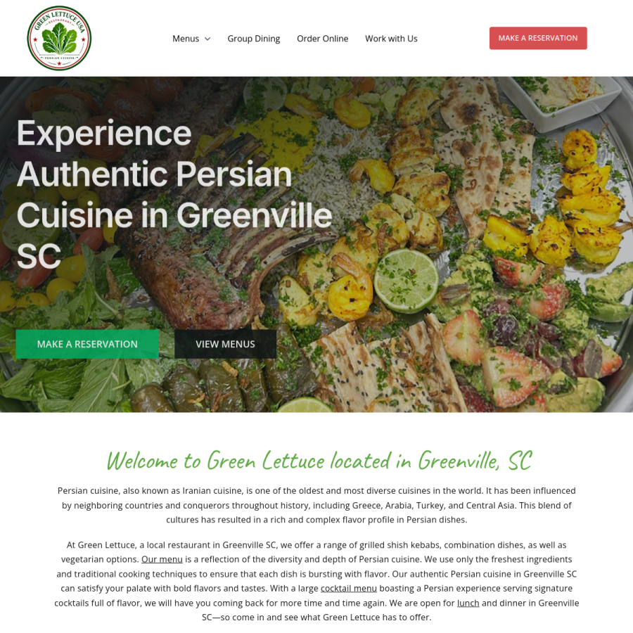 Screenshot of the Green Lettuce USA website