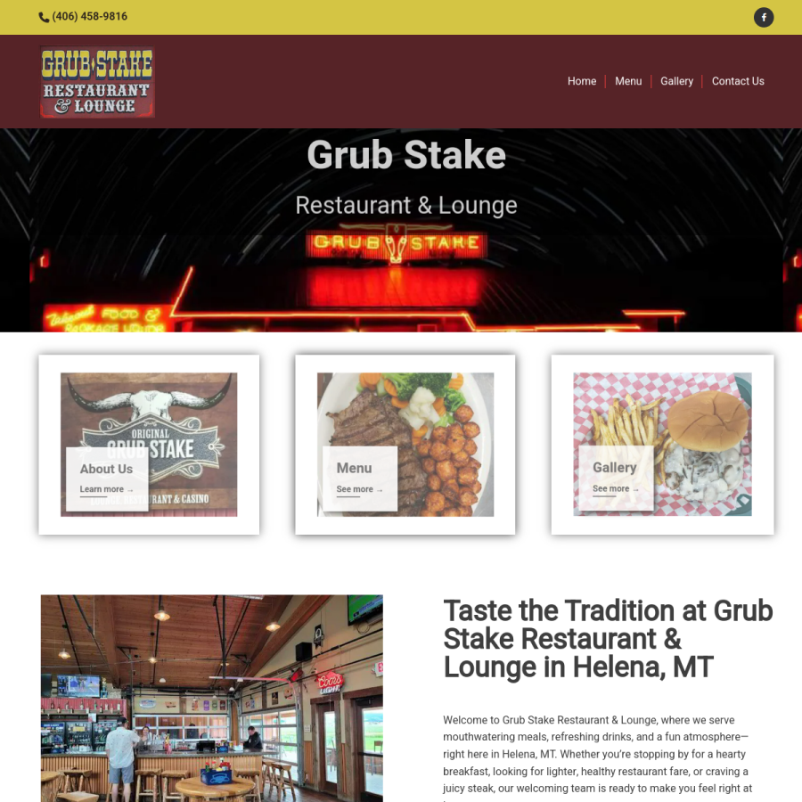 Screenshot of the Grub Stake website