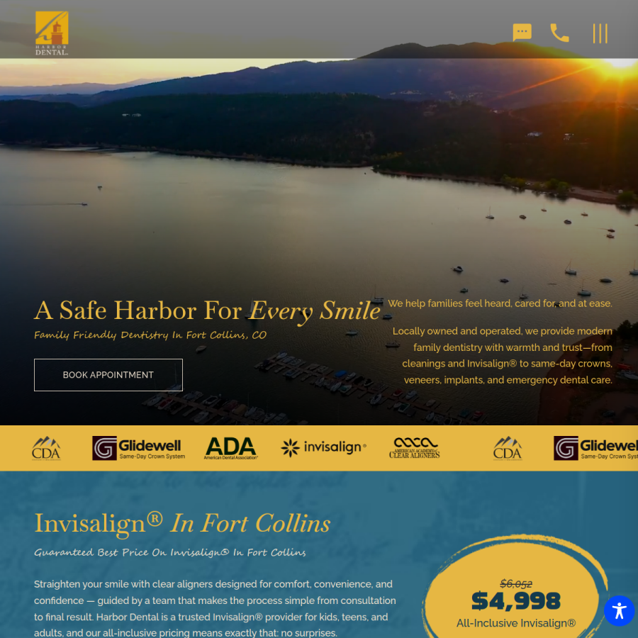 Screenshot of the Harbor Dental website
