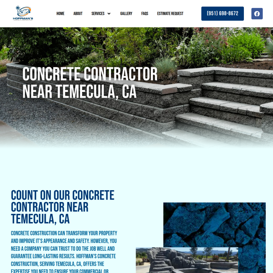 Screenshot of the Hoffman's Concrete Construction website