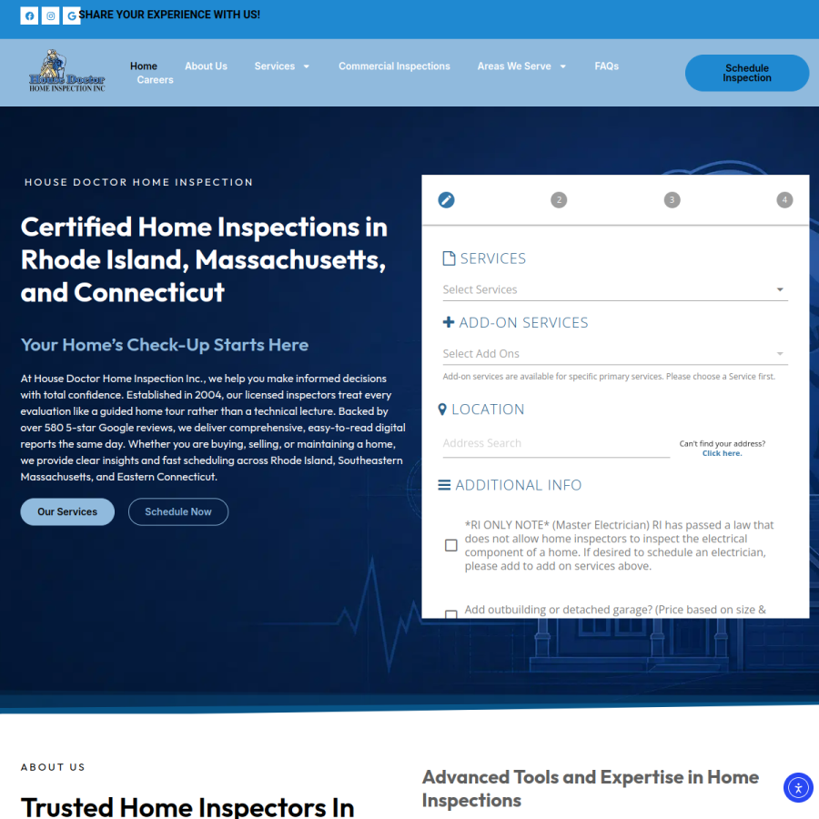 Screenshot of the House Doctor Home Inspection Inc. website