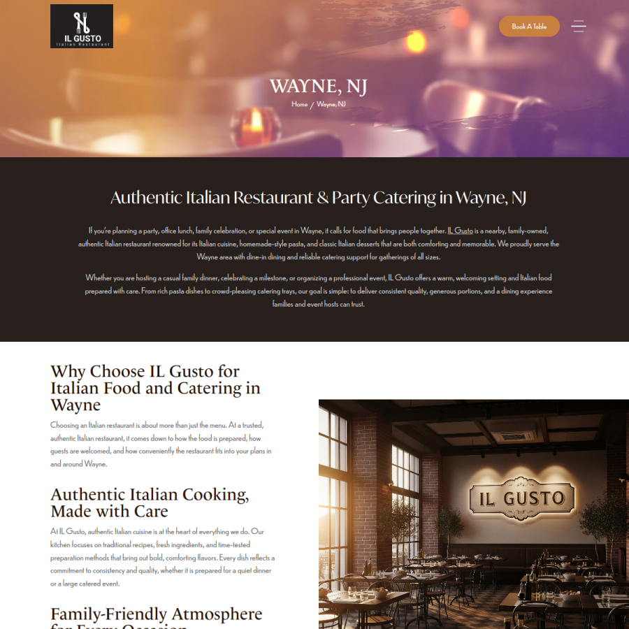 Screenshot of the Il Gusto website