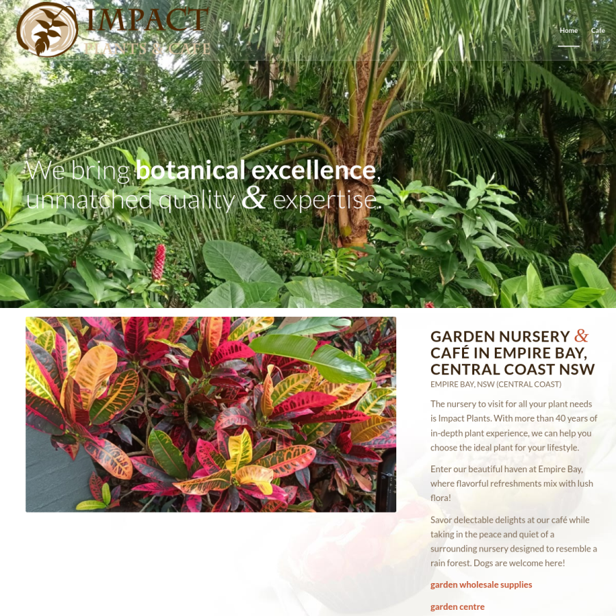 Screenshot of the Impact Plants Nursery website