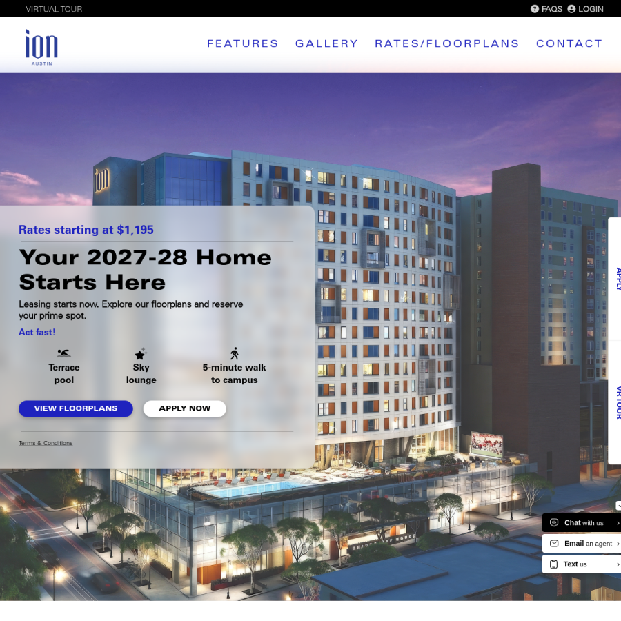 Screenshot of the Ion Austin website