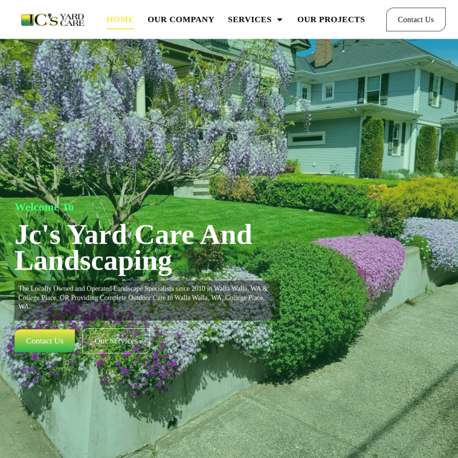 Screenshot of the JC's Yard Care website