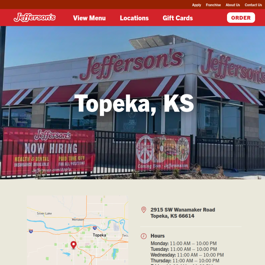 Screenshot of the Jefferson's Franchise Systems website