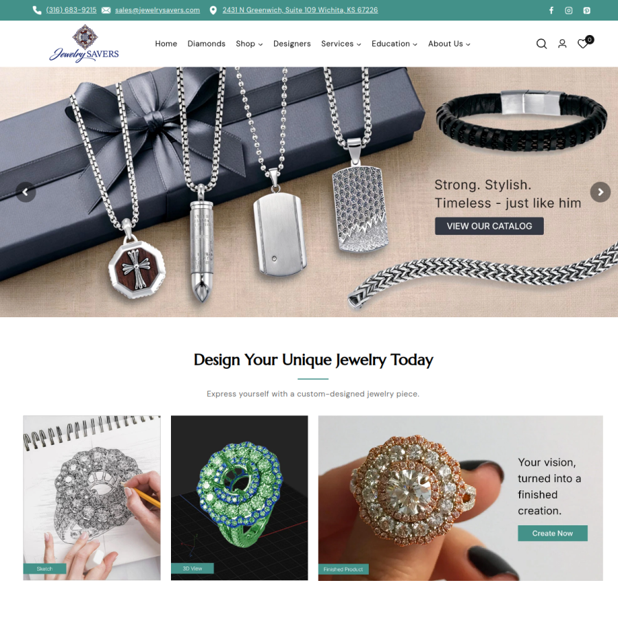Screenshot of the Jewelry Savers website