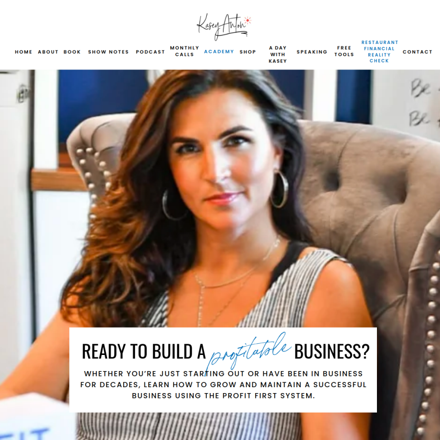 Screenshot of the Kasey Anton website