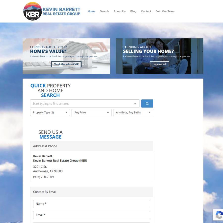 Screenshot of the Kevin Barrett Real Estate Group website