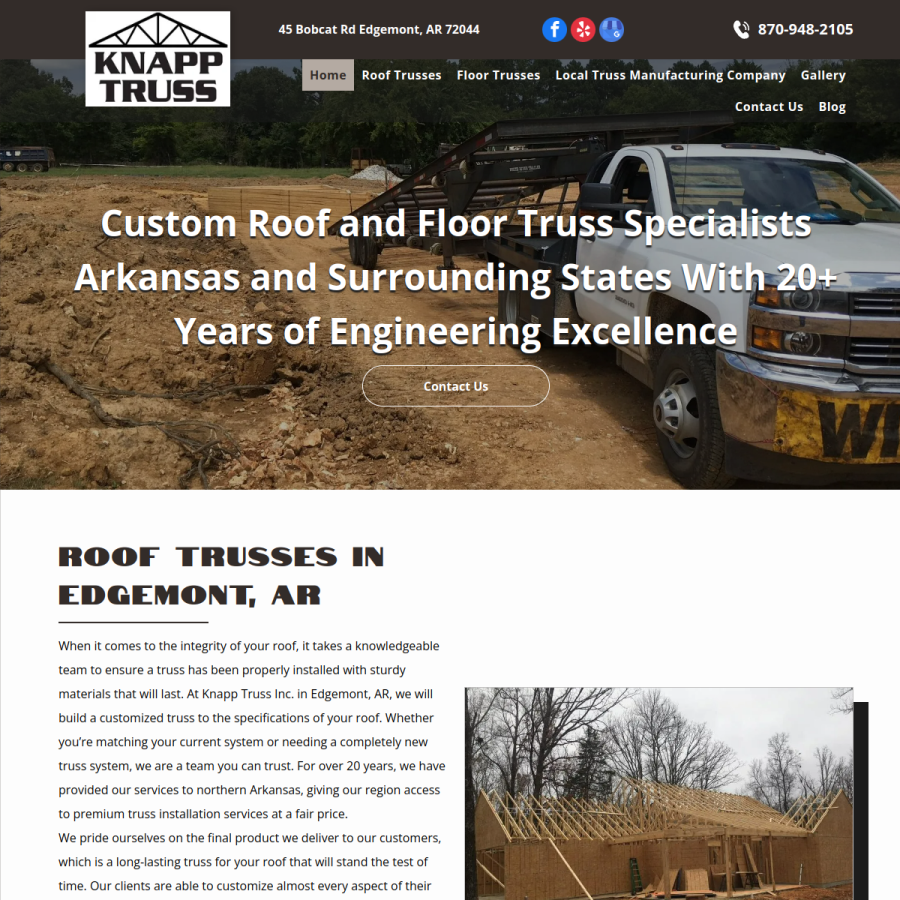 Screenshot of the KNAPP TRUSS INC. website