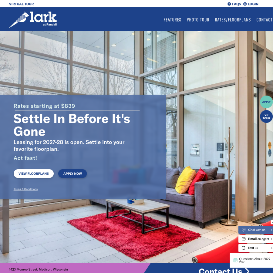 Screenshot of the Lark at Randall website