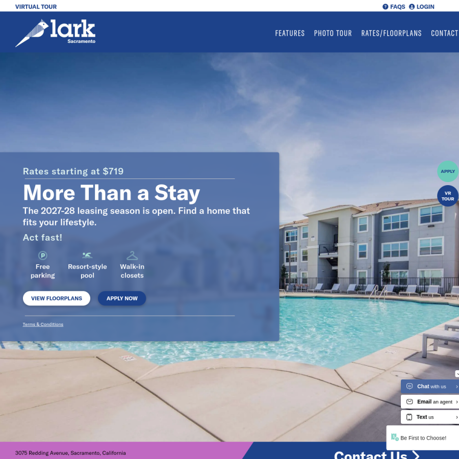 Screenshot of the Lark Sacramento website