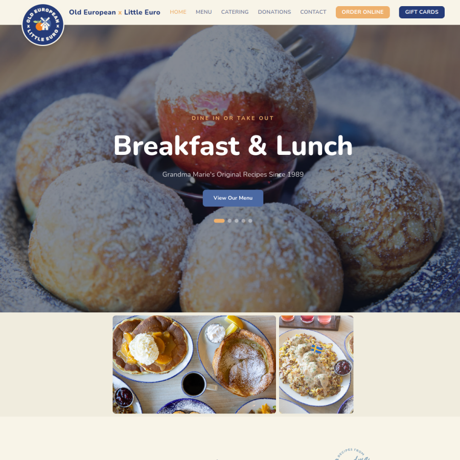 Screenshot of the Old European website