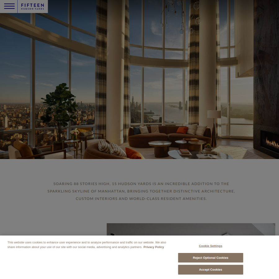 Screenshot of the Hudson Yards website
