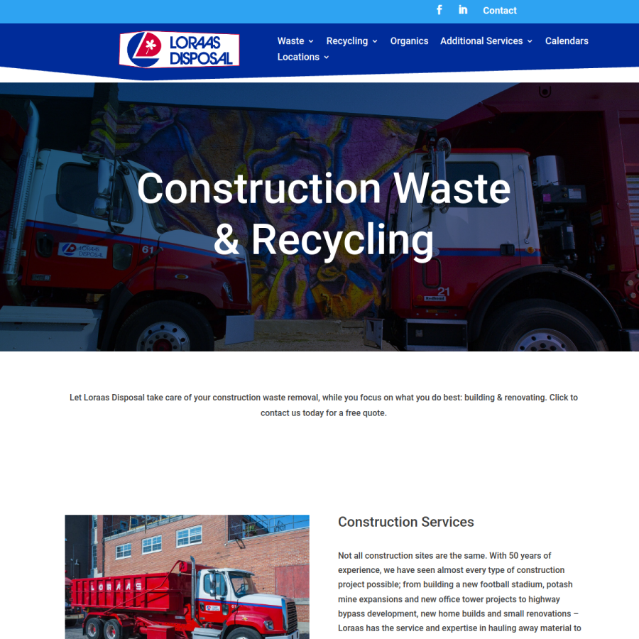 Screenshot of the Loraas Disposal website