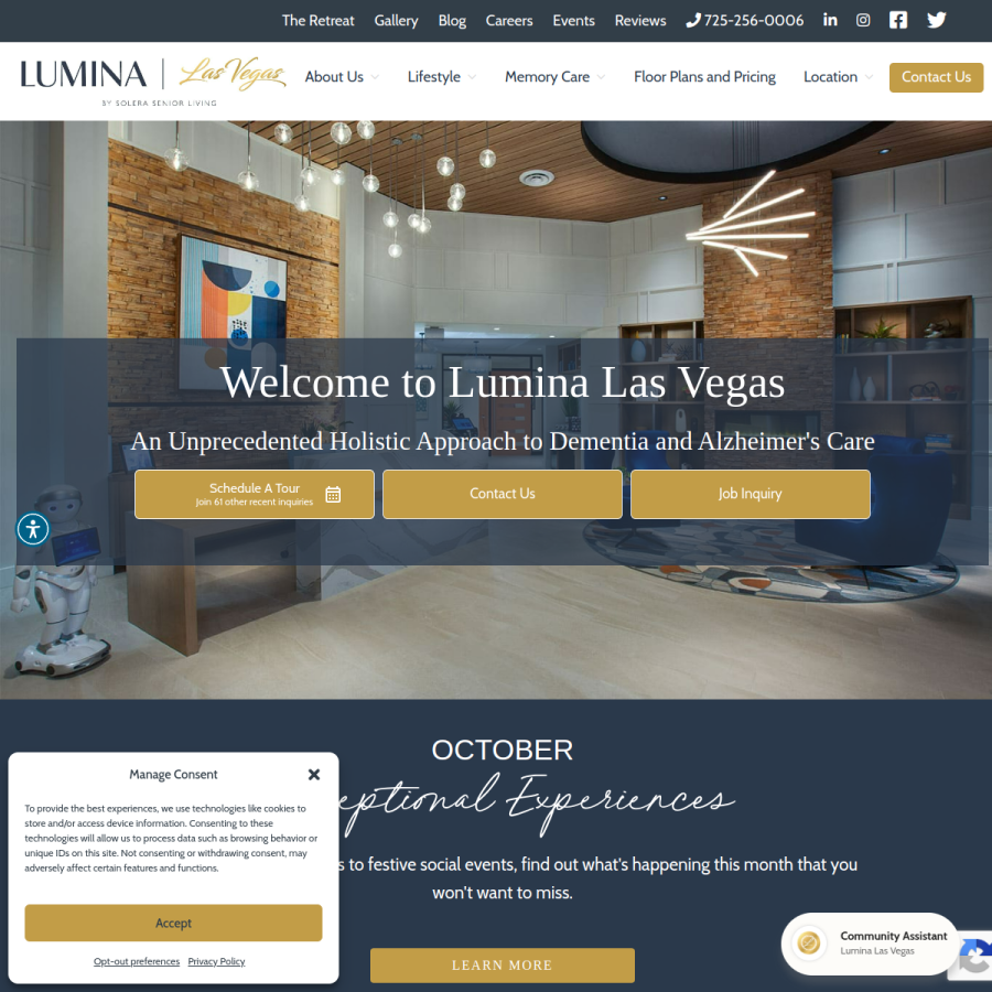 Screenshot of the Lumina Las Vegas-Welcome Center website