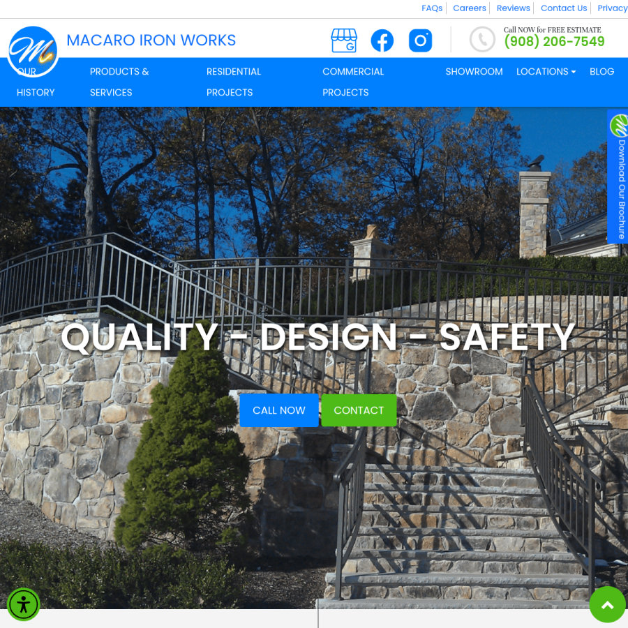 Screenshot of the MACARO IRON WORKS website