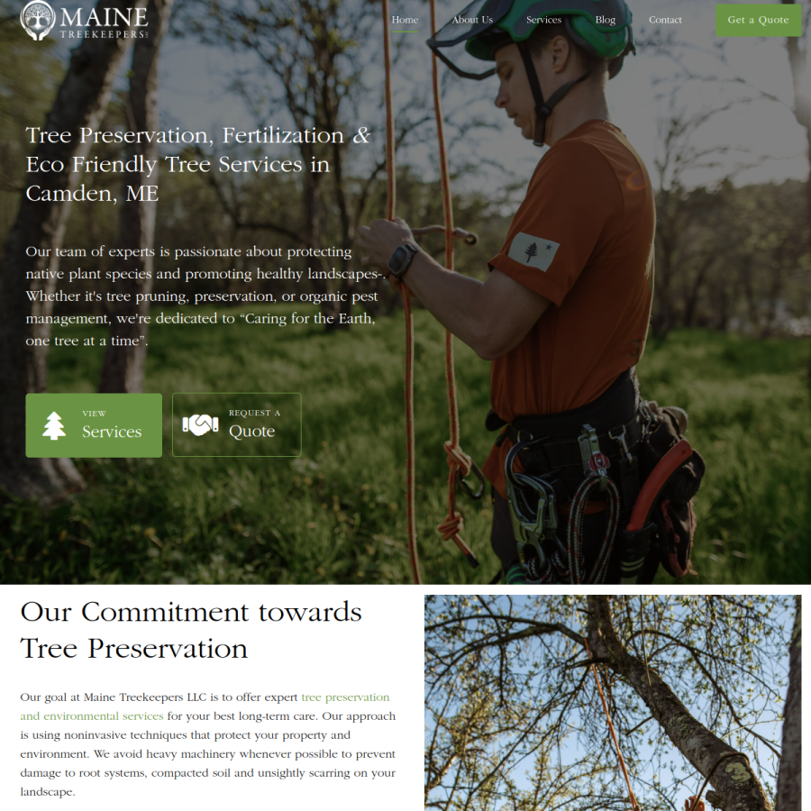 Screenshot of the Maine Treekeepers, LLC website