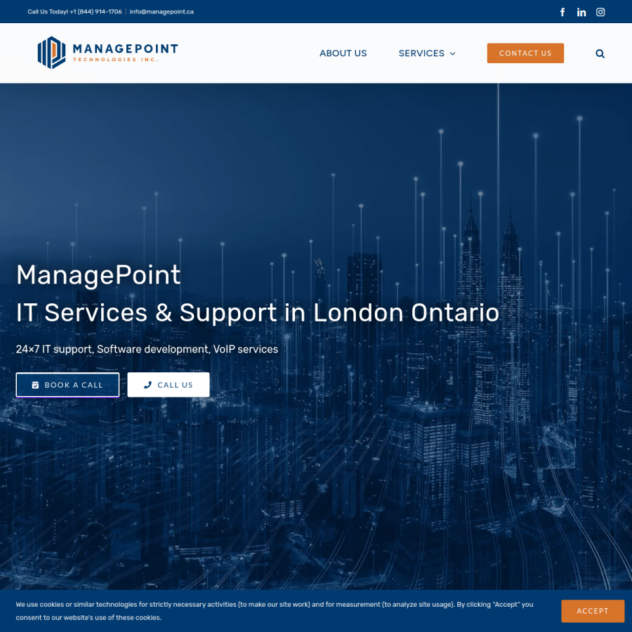 Screenshot of the ManagePoint Technologies website