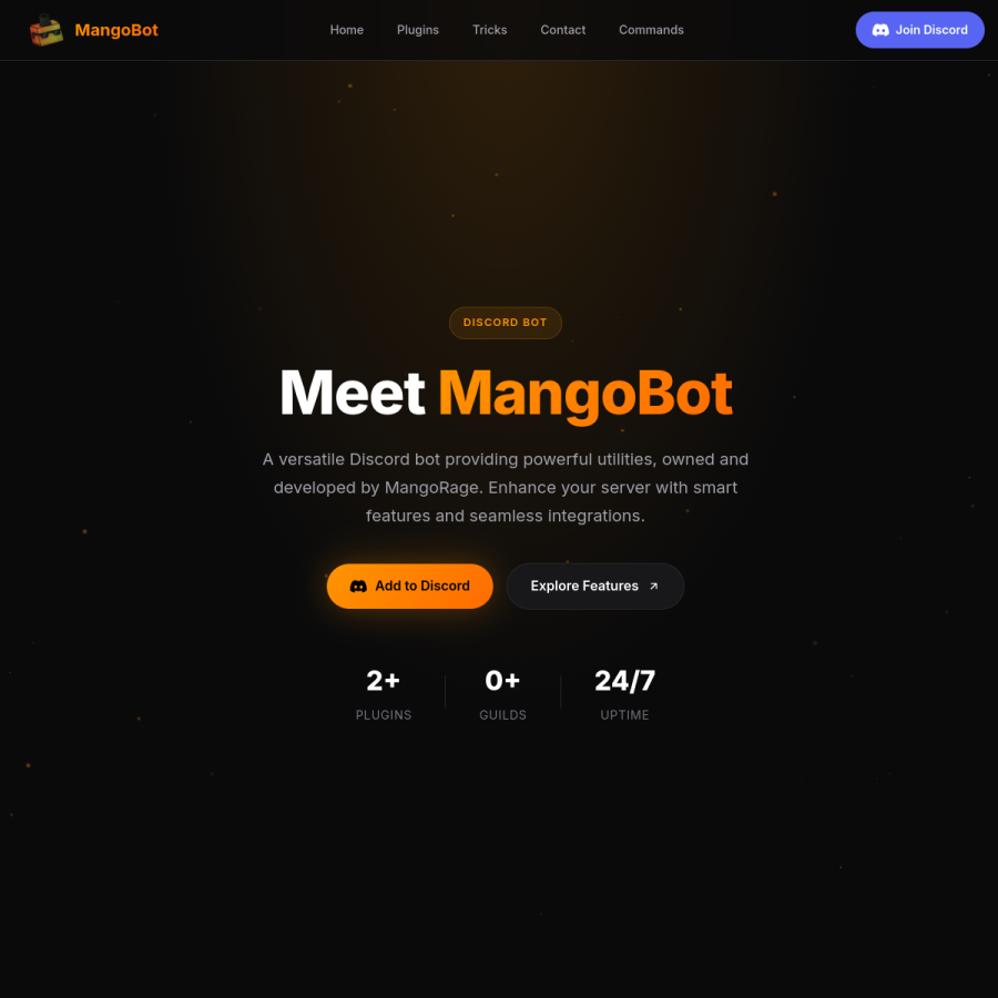 Screenshot of the MangoBot website