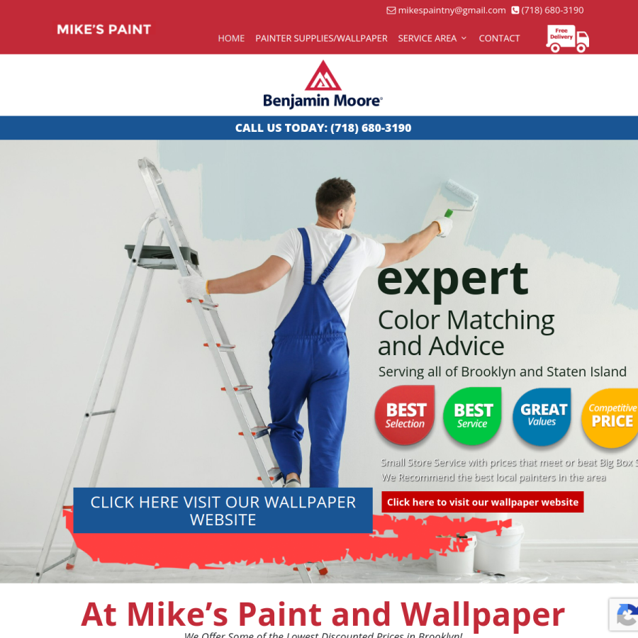 Screenshot of the Mike's Paint and Wallpaper website
