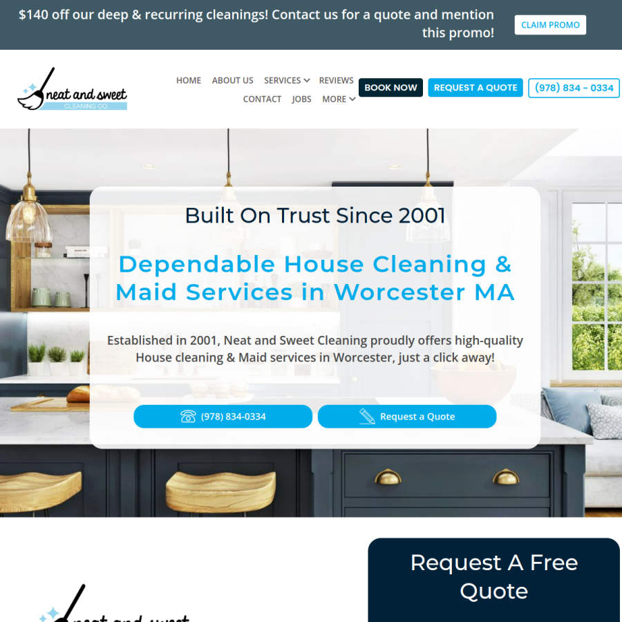 Screenshot of the Neat and sweet cleaning website