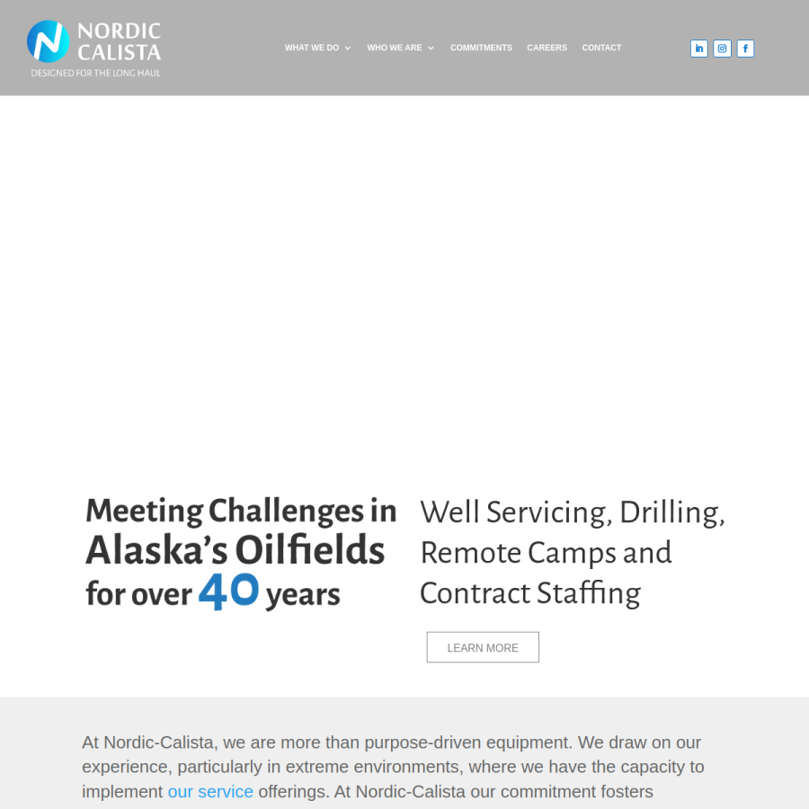 Screenshot of the Nordic-Calista LLC website