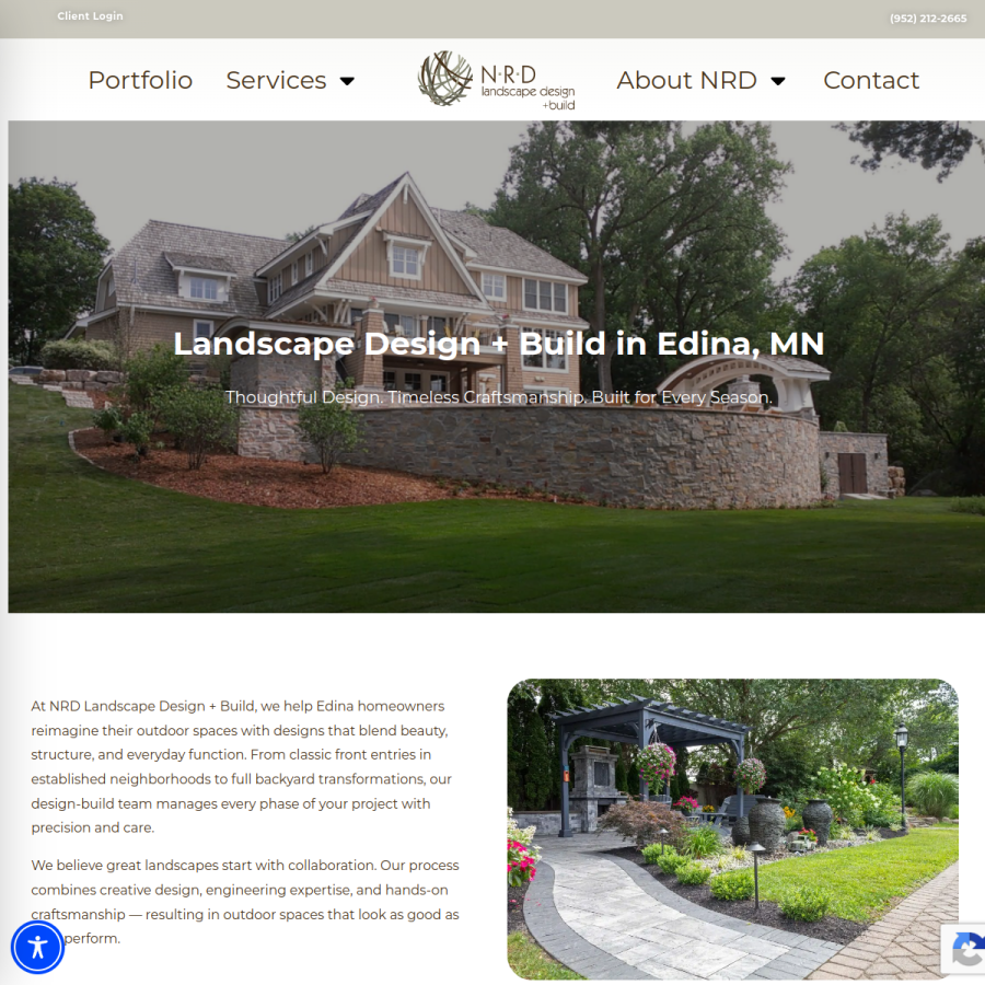 Screenshot of the NRD Landscape Design Build website