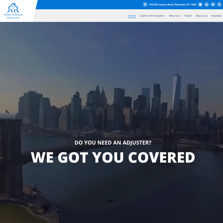 Screenshot of the Rubin & Rosen Adjusters website