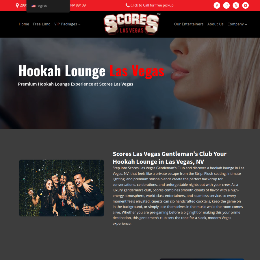 Screenshot of the Scores Las Vegas Gentleman's Club website