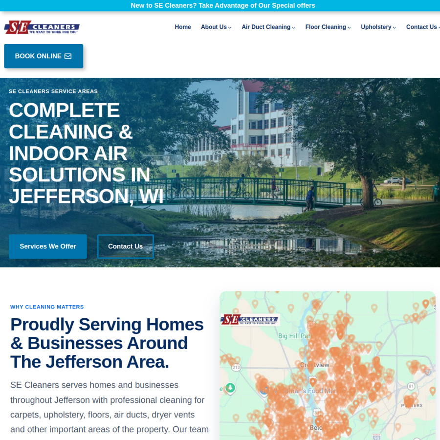 Screenshot of the SE Cleaners LLC website