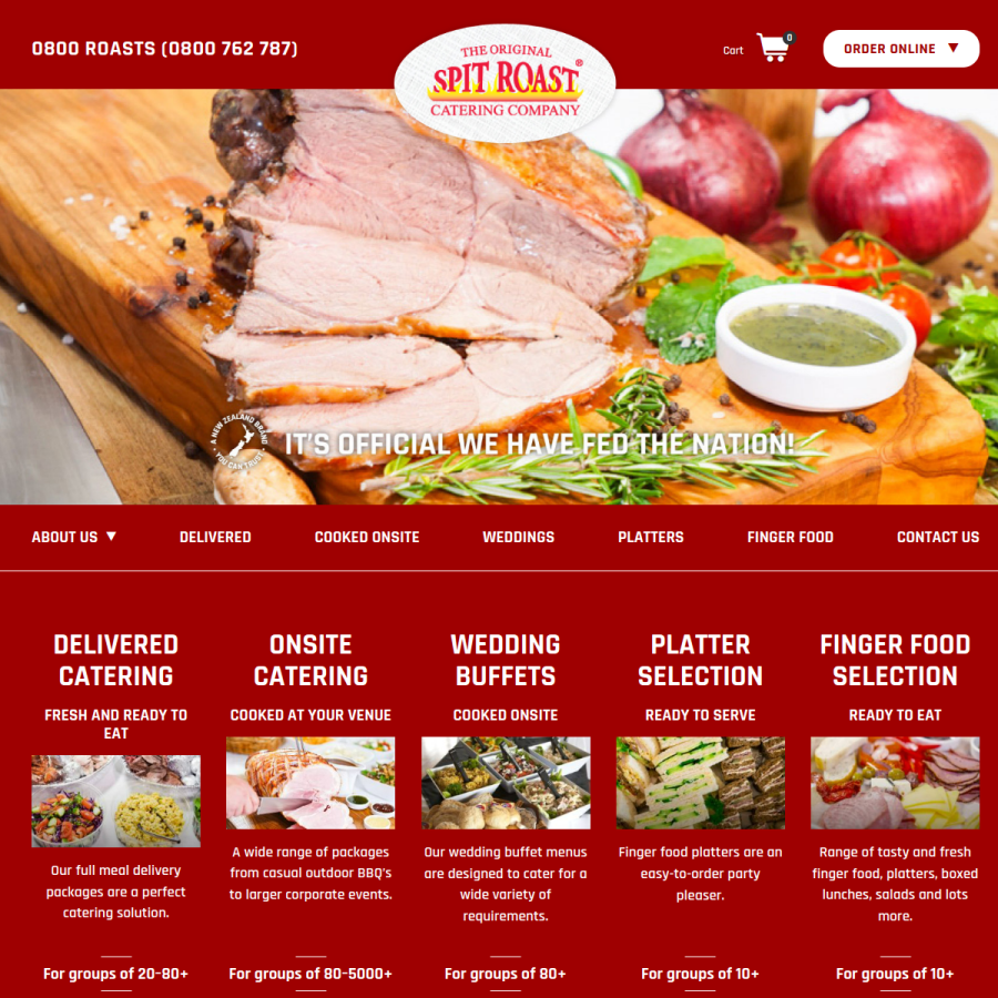 Screenshot of the Spit Roast Catering Company website
