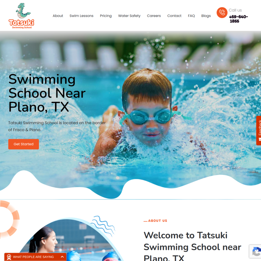 Screenshot of the Tatsuki Swimming School website