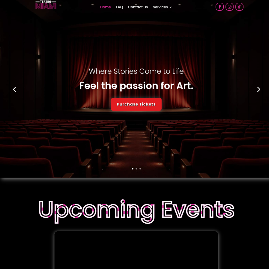 Screenshot of the Teatro Miami website