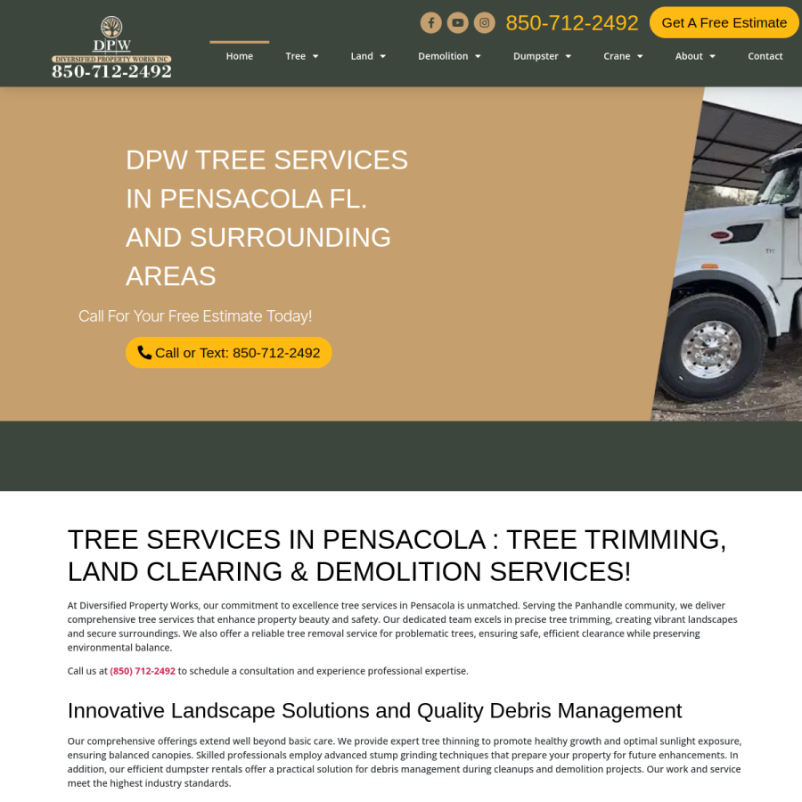 Screenshot of the Diversified Property Works website