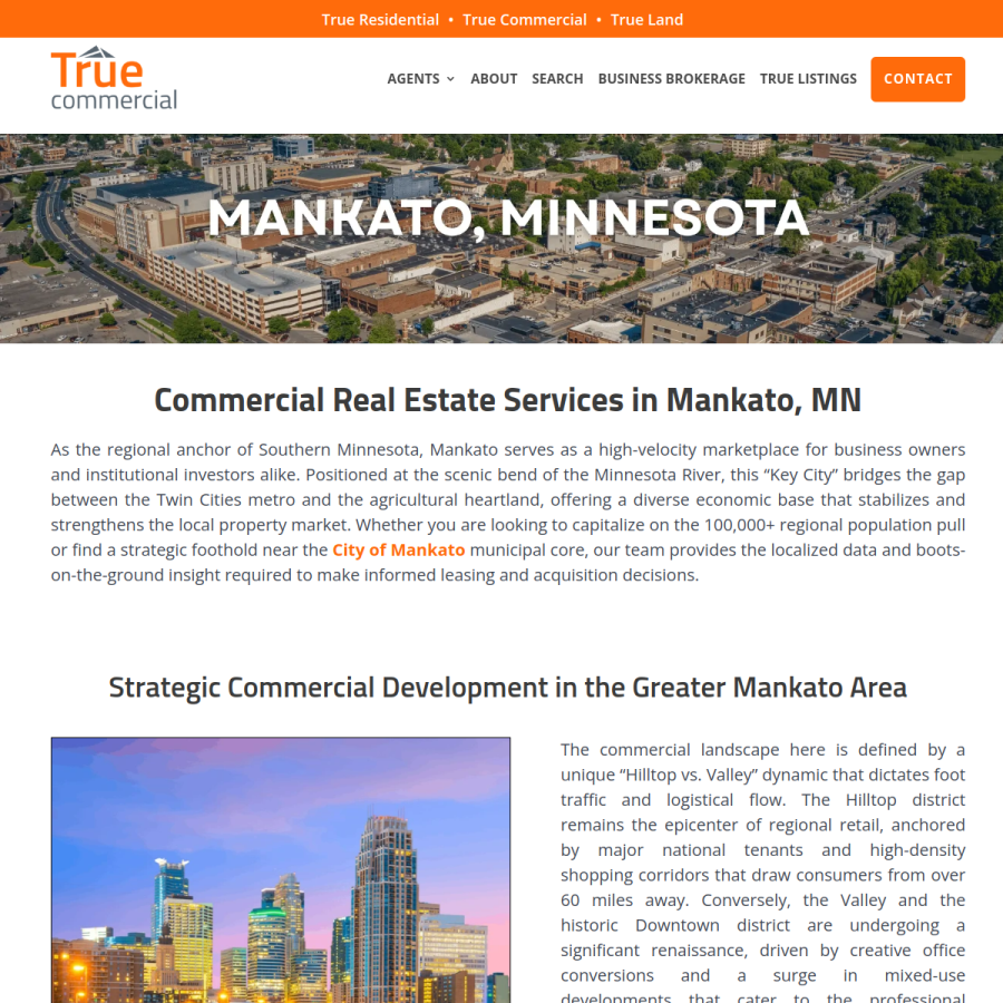 Screenshot of the True Commercial website