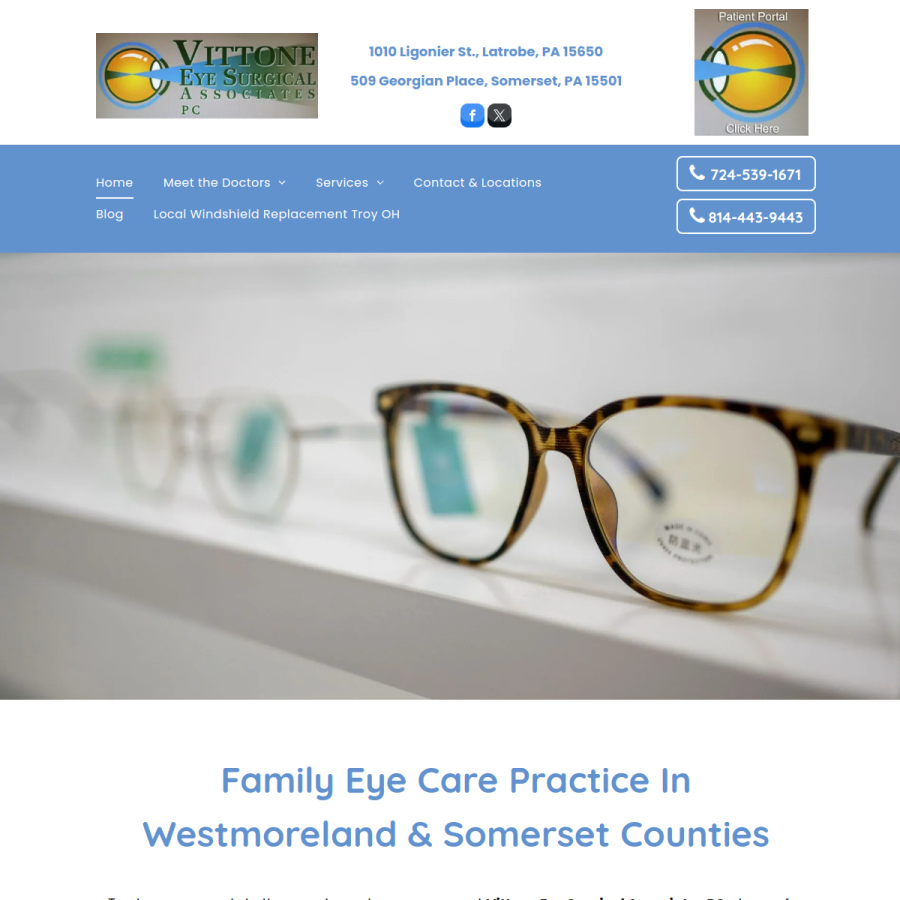 Screenshot of the Vittone Eye Surgical Associates website
