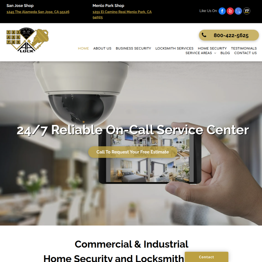 Screenshot of the A-A Lock & Alarm Inc website