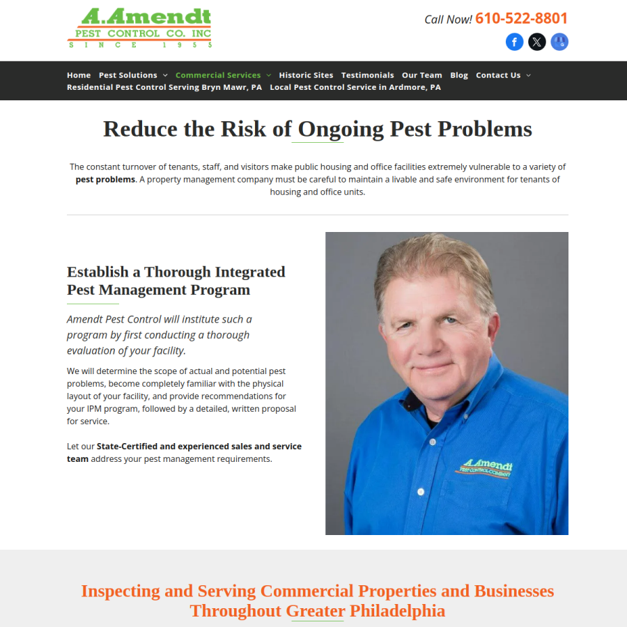 Screenshot of the A Amendt Pest Control website