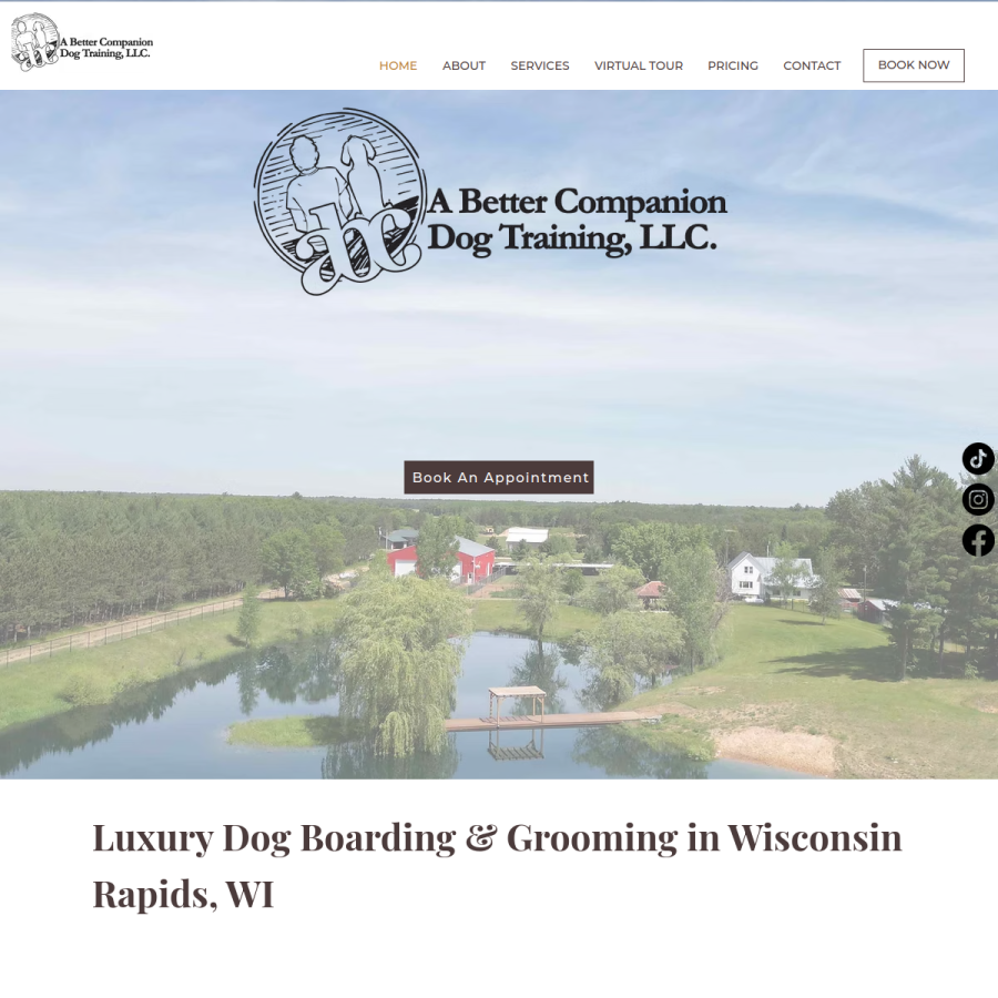 Screenshot of the ABC Dog Training | Boarding, Grooming, & Daycare website