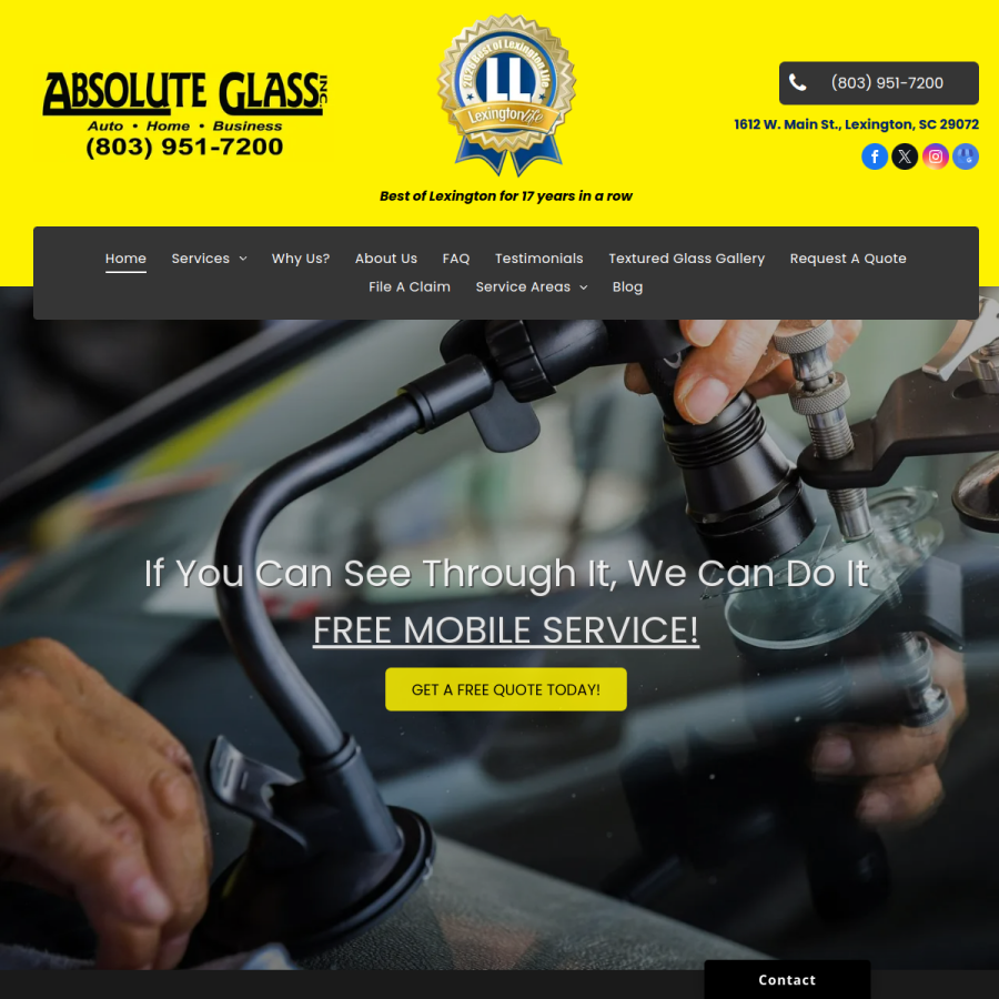 Screenshot of the Absolute Glass, Inc. website