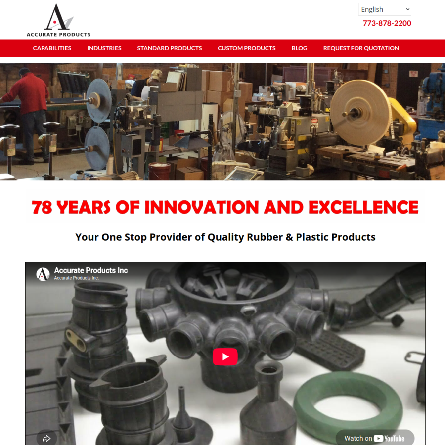 Screenshot of the Accurate Products Inc. website