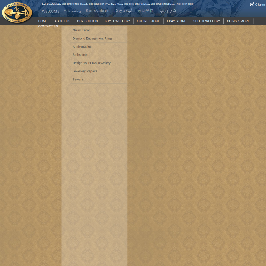 Screenshot of the Adelaide Exchange Jewellers website