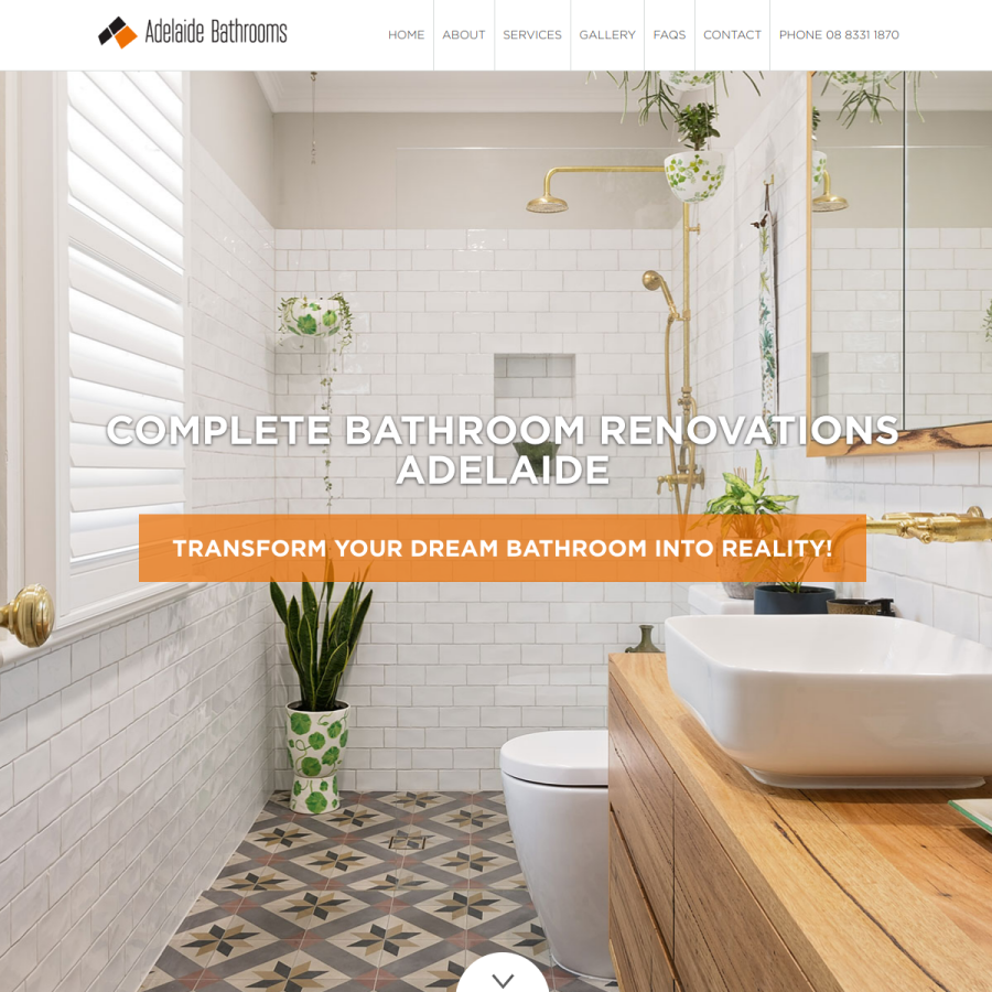 Screenshot of the Adelaide Bathrooms website