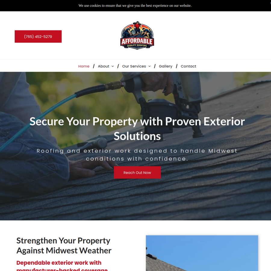 Screenshot of the Affordable Quality Roofing LLC website