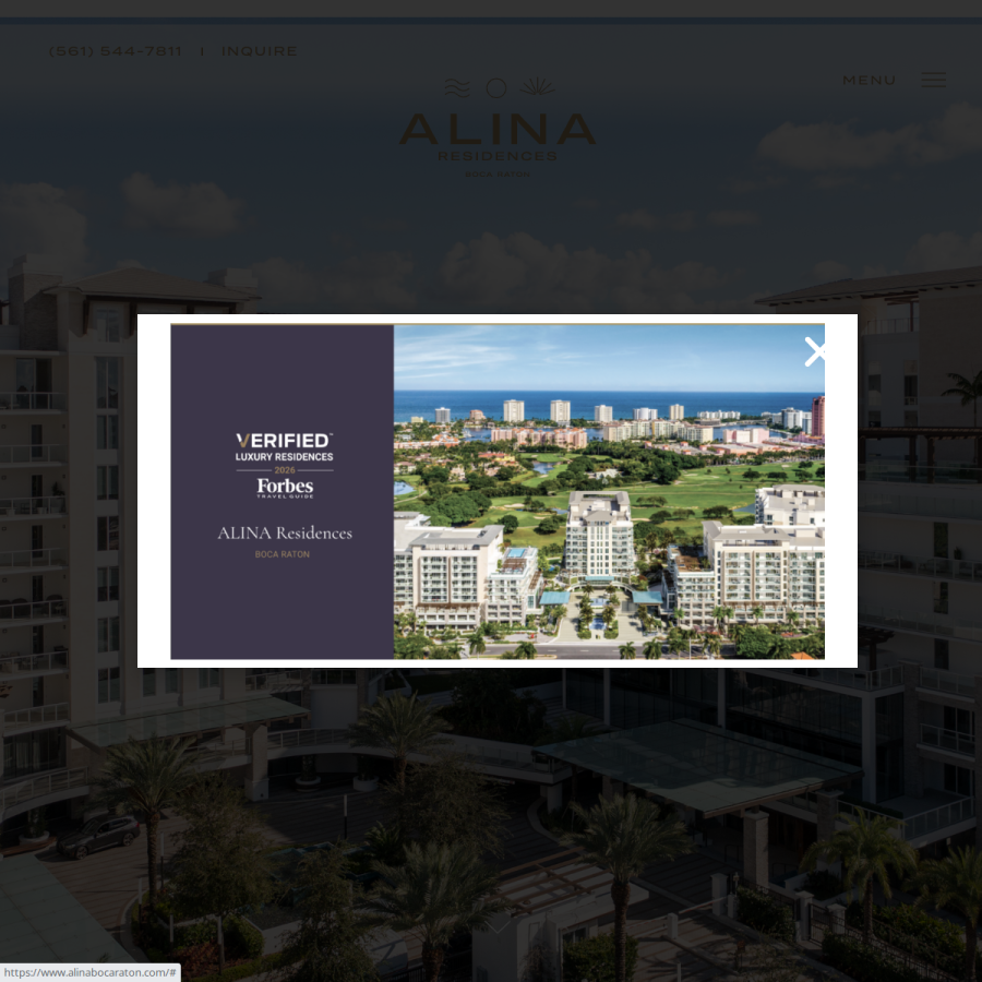 Screenshot of the Alina Residences Boca Raton website