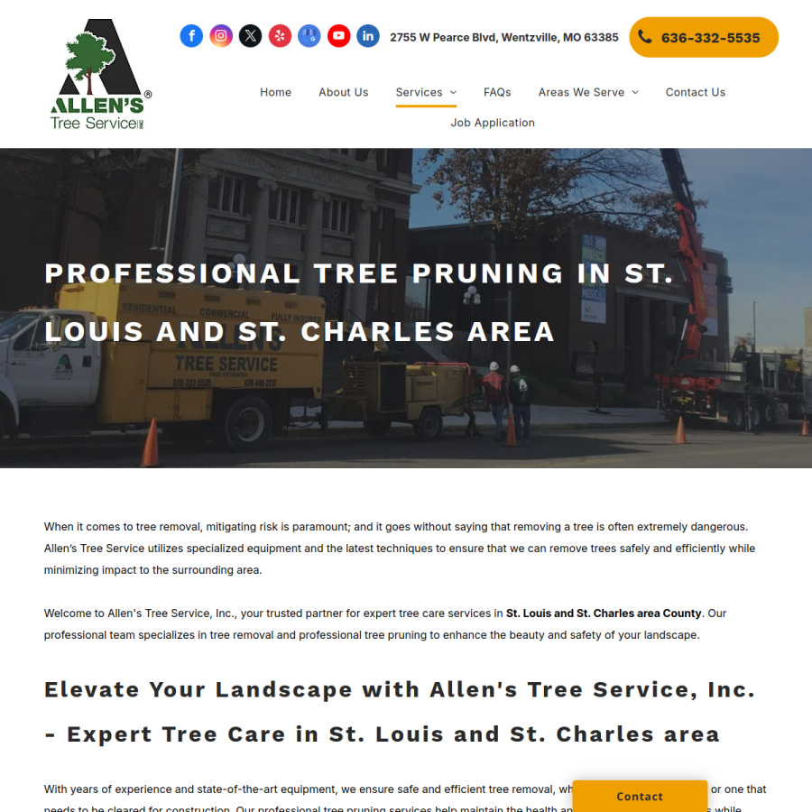 Screenshot of the Allen's Tree Service, Inc. website