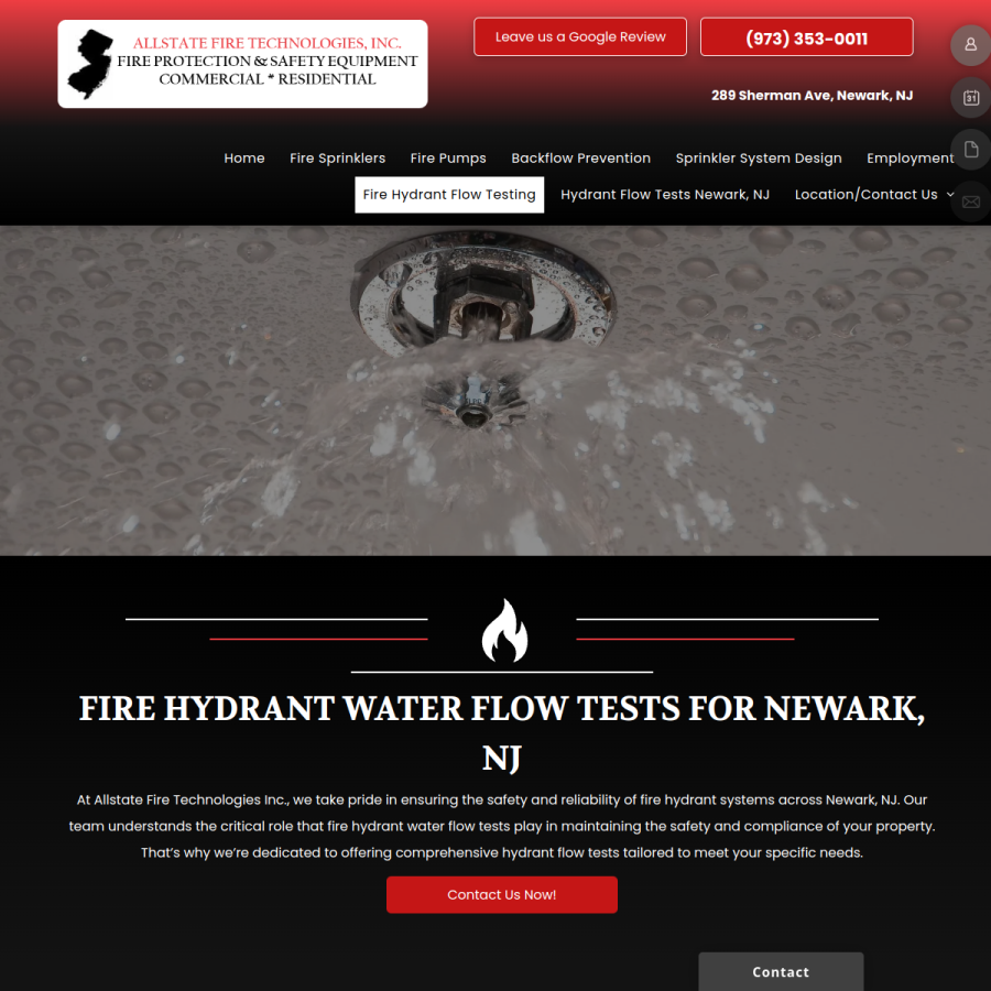 Screenshot of the Allstate Fire Technologies Inc website